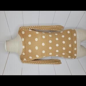 J Crew XXS Tan & white polka dots linen/cotton sweater